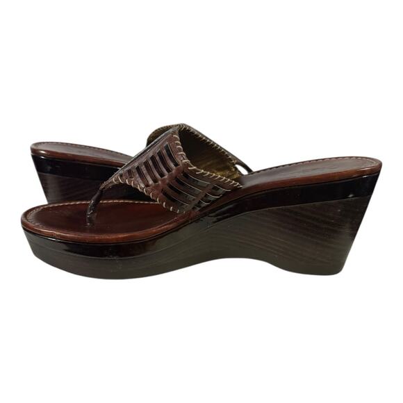 Cole Haan Air Bria Brown Thong Sandals Platform Wooden Heel Women’s Size 8 B - Picture 6 of 8